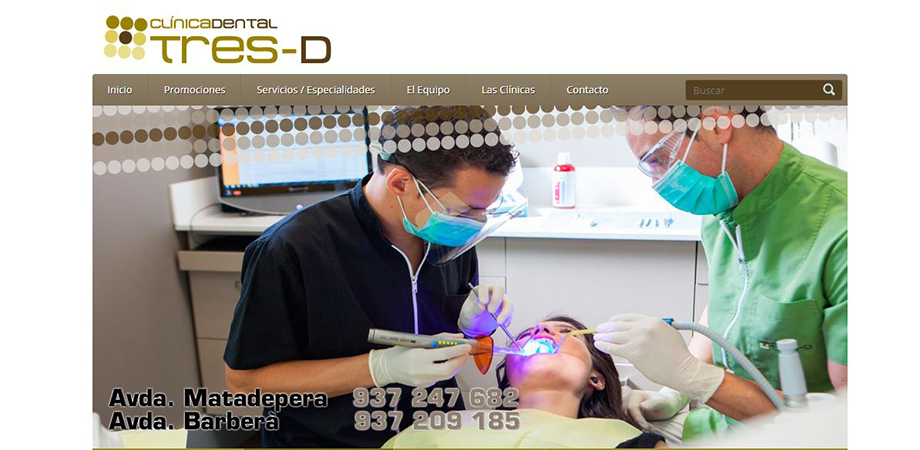 Pantallazo página web Clínica Dental TRESD