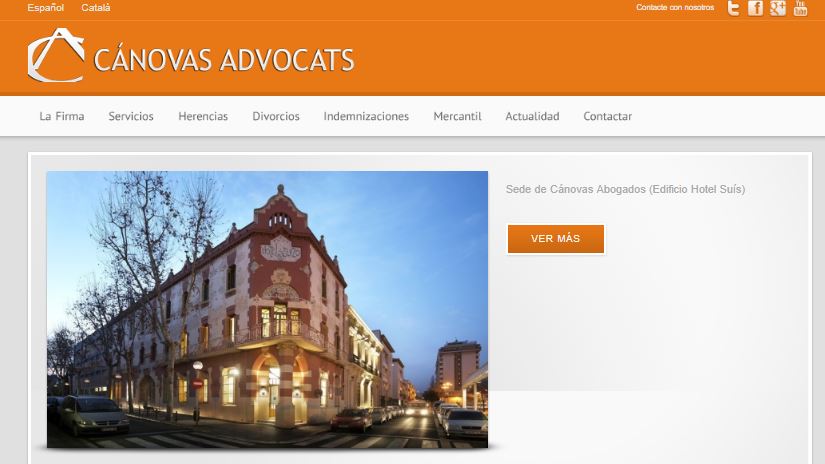 Pantallazo página web de Cánovas Advocats 