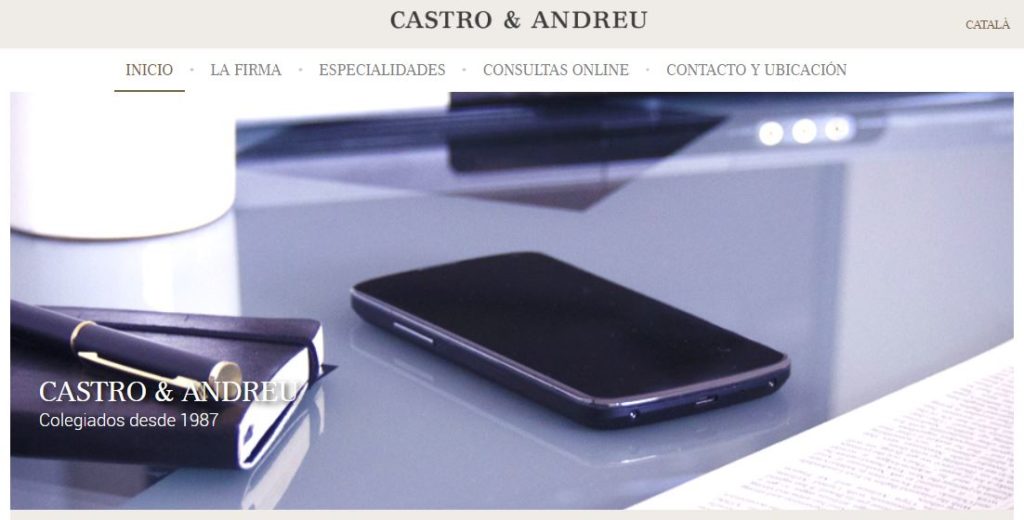 Pantallazo página web de Castro & Andreu