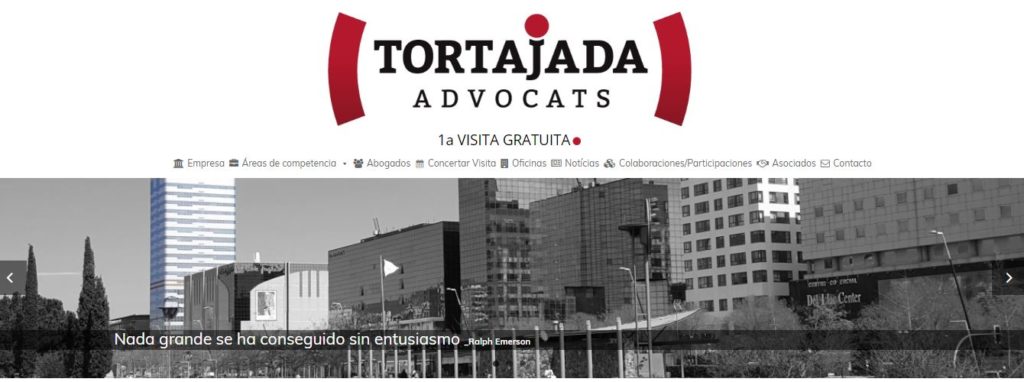 Pantallazo de la página web de Tortajada Advocats 