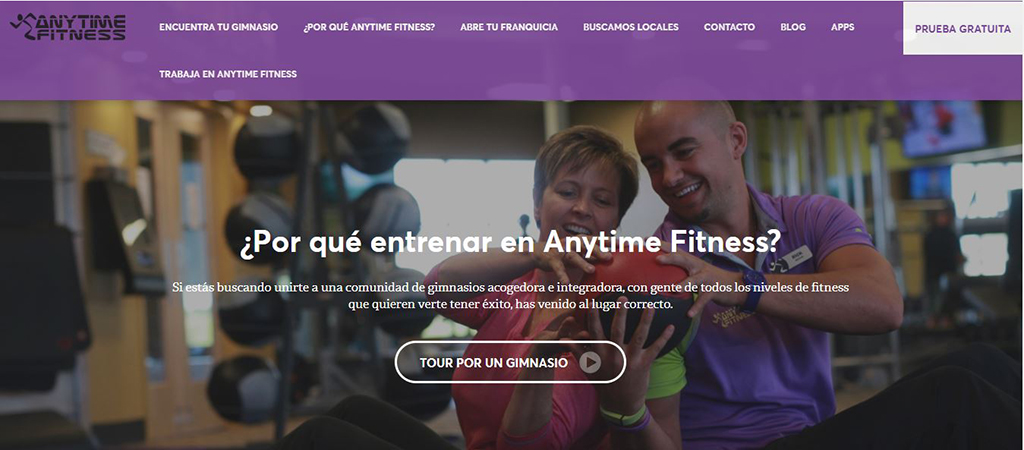 Pantallazo web gimnasio Anytime Fitness