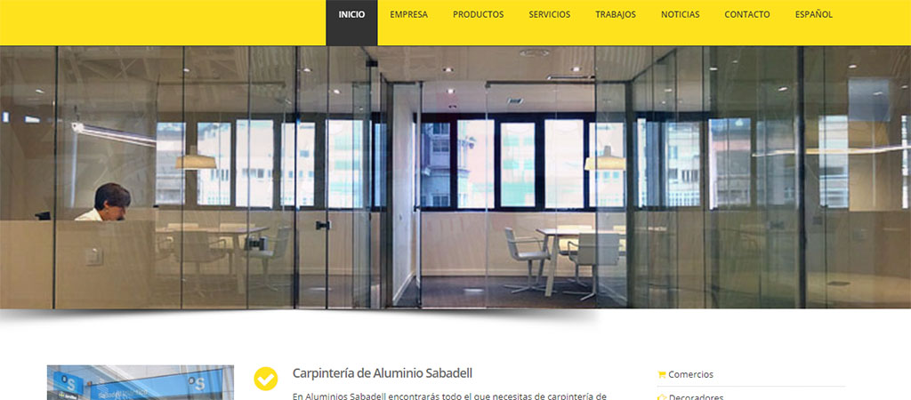 Web de la empresa Aluminis Sabadell
