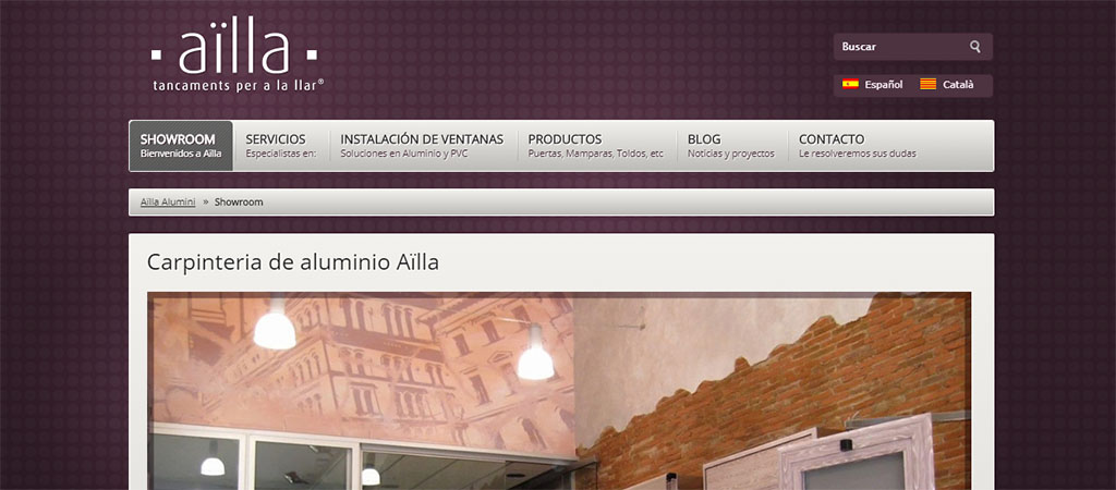 Web de la empresa Aïlla Alumini